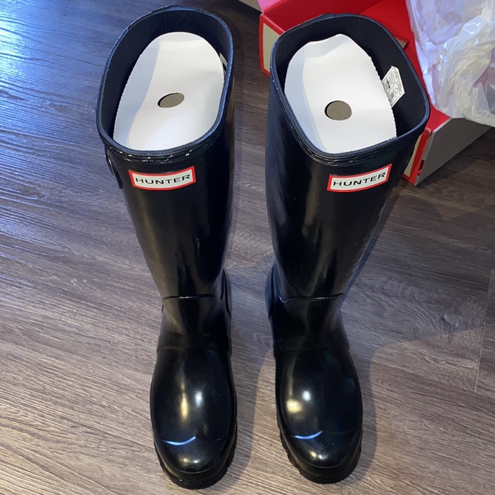 HUNTER ORIGINAL TALL GLOSS BUCKLE STRAP RAIN BOOTS